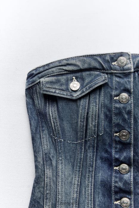 Zara mujer top corsé denim trf BDP8J281 ropa azul