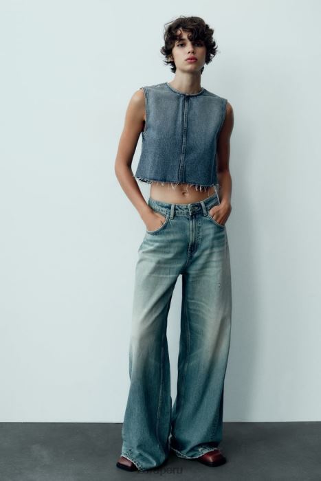 Zara mujer top corto de mezclilla trf BDP8J259 ropa azul