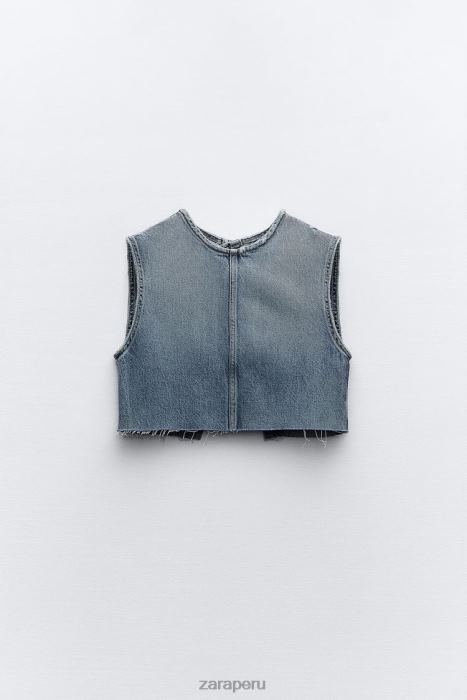 Zara mujer top corto de mezclilla trf BDP8J259 ropa azul