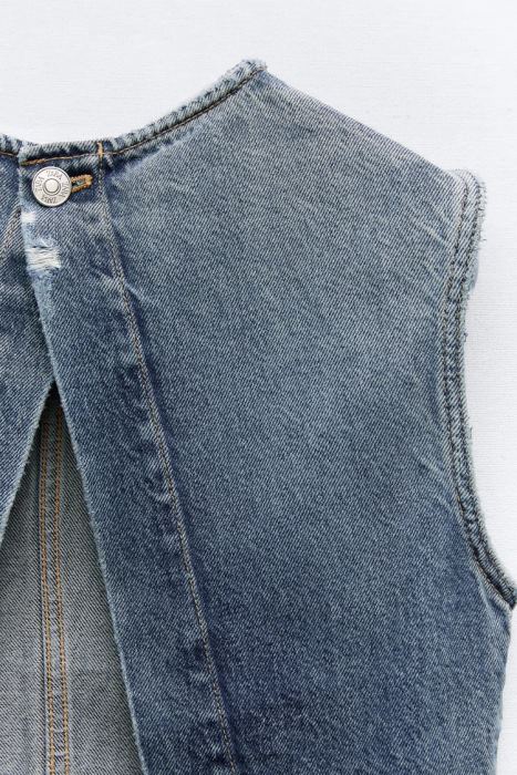 Zara mujer top corto de mezclilla trf BDP8J259 ropa azul