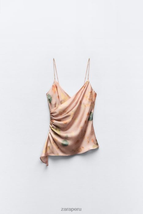 Zara mujer top de encaje estampado BDP8J255 ropa multicolor