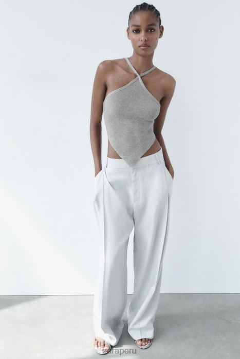 Zara mujer top de punto con espalda abierta BDP8J279 ropa plata