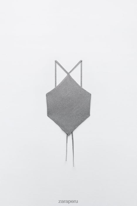 Zara mujer top de punto con espalda abierta BDP8J279 ropa plata