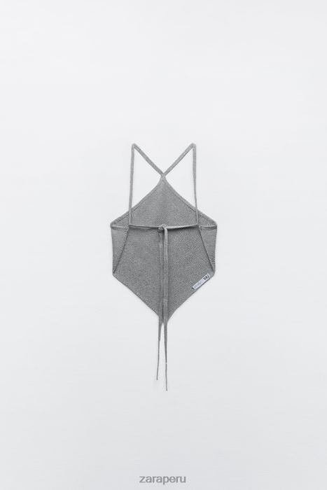 Zara mujer top de punto con espalda abierta BDP8J279 ropa plata