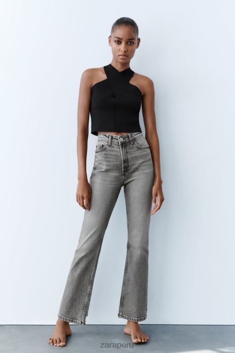 Zara mujer top de punto cruzado BDP8J276 ropa negro