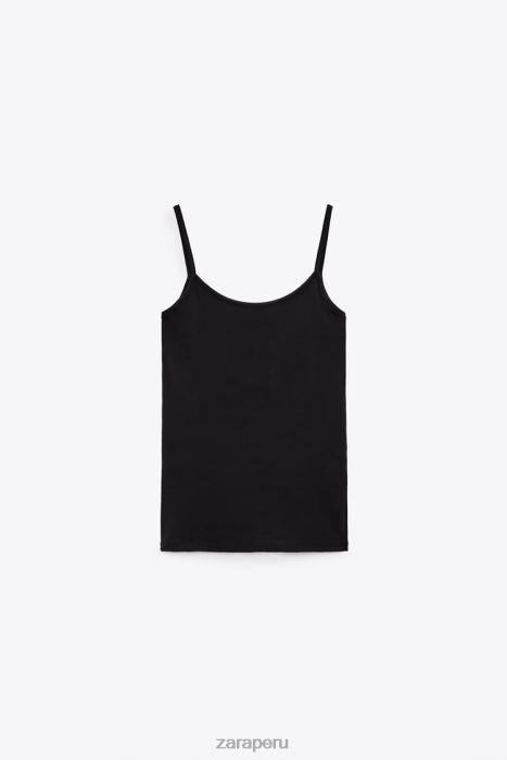 Zara mujer top elástico con tirantes finos BDP8J876 ropa negro