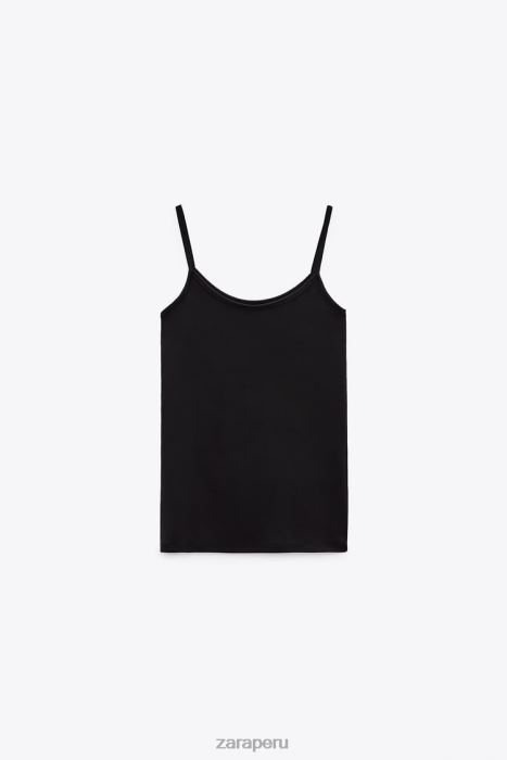 Zara mujer top elástico con tirantes finos BDP8J876 ropa negro