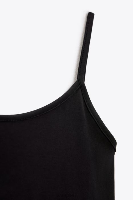 Zara mujer top elástico con tirantes finos BDP8J876 ropa negro