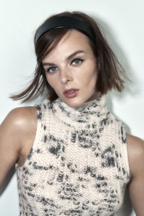 Zara mujer top largo de punto mixto BDP8J261 ropa sólo uno