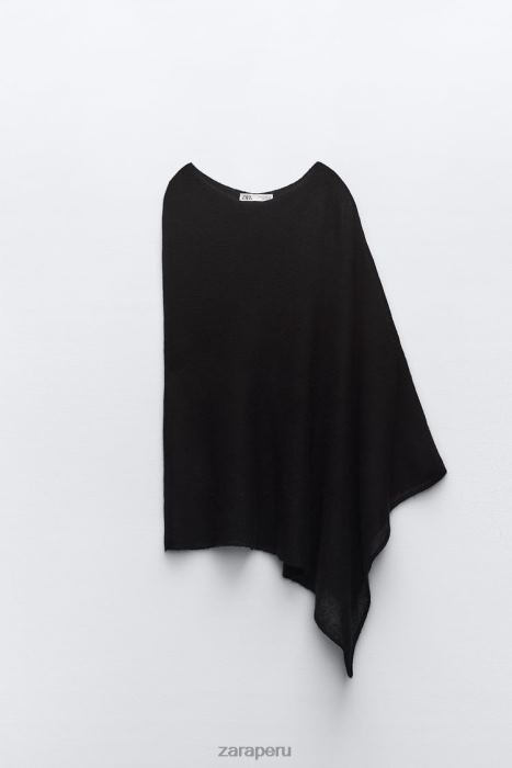Zara mujer top tipo capa de punto en mezcla de lana BDP8J256 ropa negro