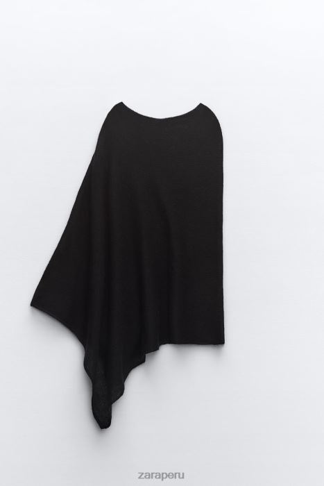 Zara mujer top tipo capa de punto en mezcla de lana BDP8J256 ropa negro