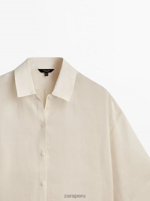 Zara mujer Camisa manga corta 100% ramio BDP8J863 ropa crudo