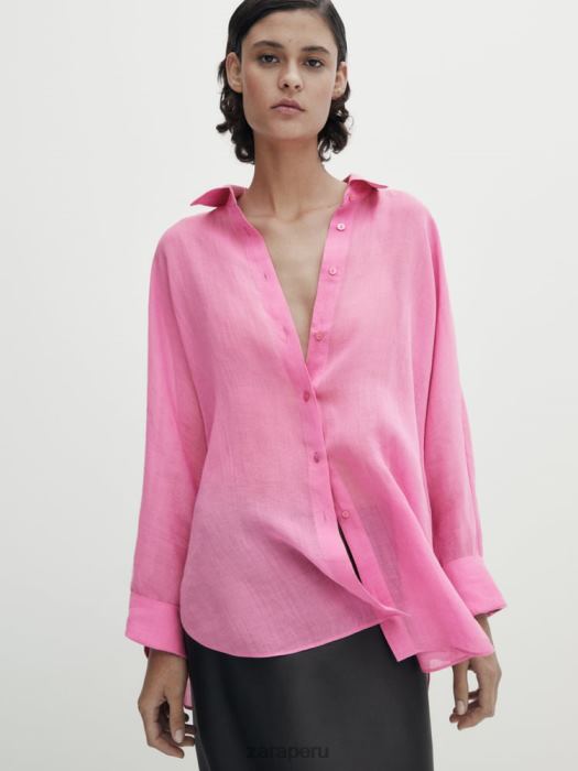 Zara mujer Camisa manga murciélago 100% ramio BDP8J845 ropa original