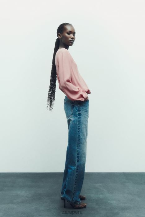 Zara mujer blusa con botones dorados BDP8J441 ropa rosa