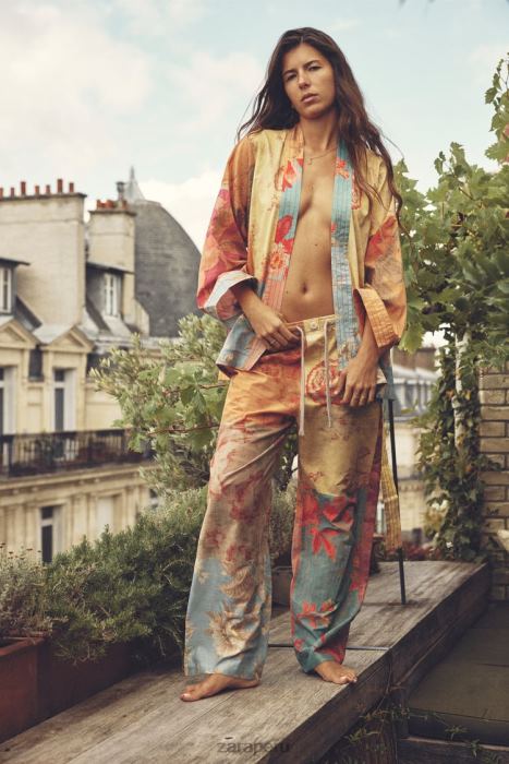 Zara mujer blusa con estampado de patchwork BDP8J449 ropa multicolor