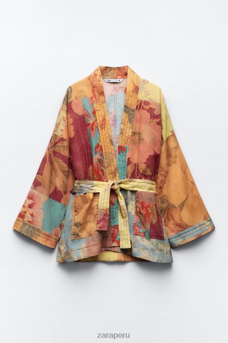 Zara mujer blusa con estampado de patchwork BDP8J449 ropa multicolor