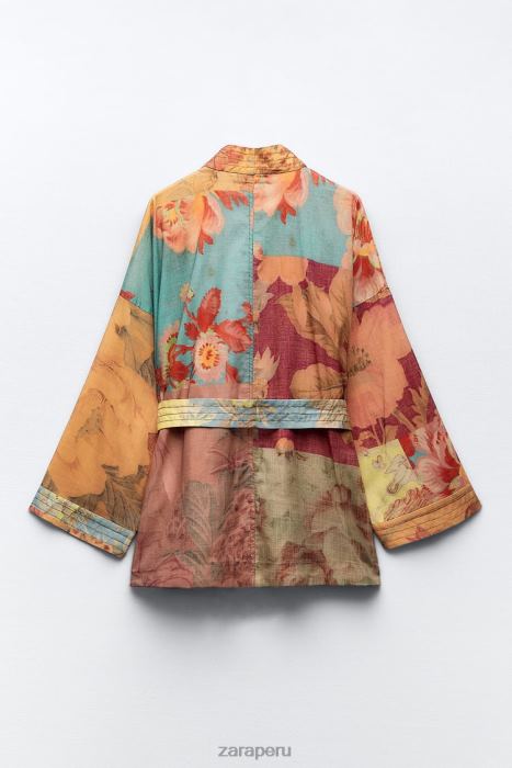 Zara mujer blusa con estampado de patchwork BDP8J449 ropa multicolor