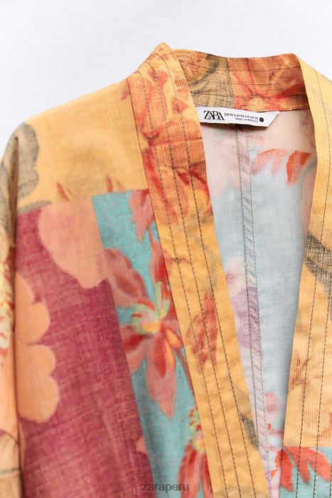 Zara mujer blusa con estampado de patchwork BDP8J449 ropa multicolor