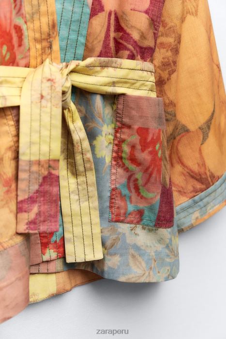 Zara mujer blusa con estampado de patchwork BDP8J449 ropa multicolor