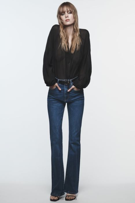 Zara mujer blusa con mangas globo BDP8J428 ropa negro