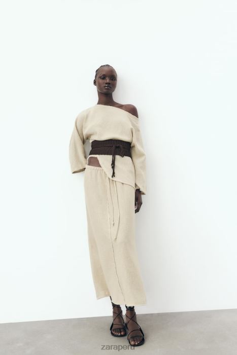 Zara mujer blusa con textura rústica BDP8J382 ropa arena