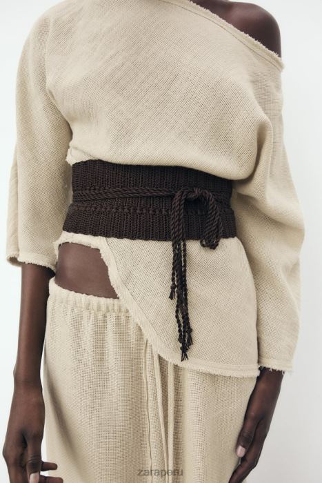 Zara mujer blusa con textura rústica BDP8J382 ropa arena