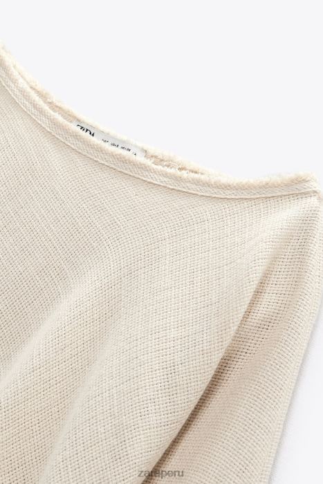 Zara mujer blusa con textura rústica BDP8J382 ropa arena