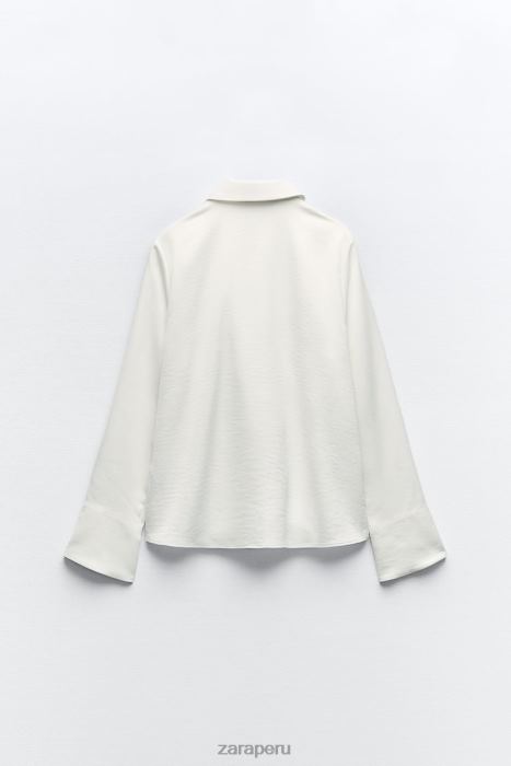 Zara mujer blusa con volantes y botones joya BDP8J311 ropa blanco