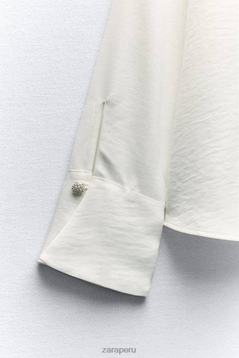 Zara mujer blusa con volantes y botones joya BDP8J311 ropa blanco
