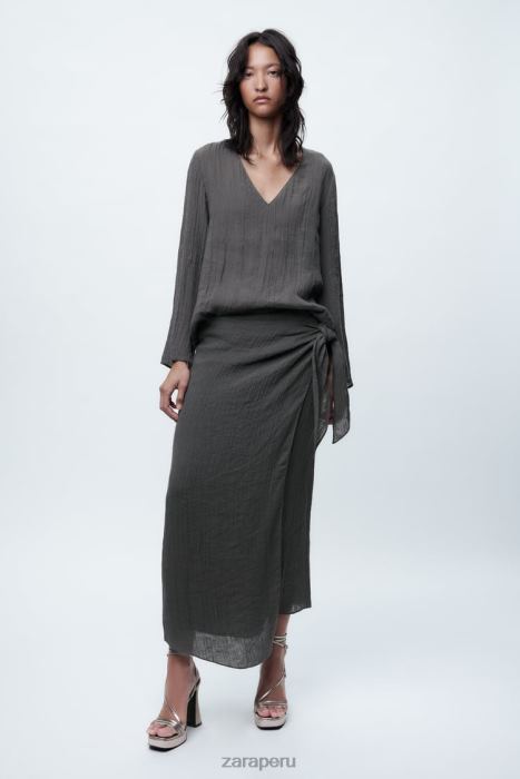 Zara mujer blusa de lino BDP8J429 ropa gris