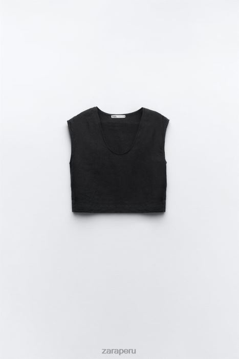 Zara mujer blusa de lino BDP8J450 ropa gris antracita