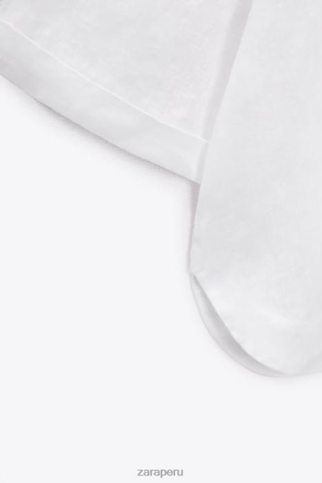 Zara mujer blusa de lino con cuello tipo polo BDP8J346 ropa ostra blanca
