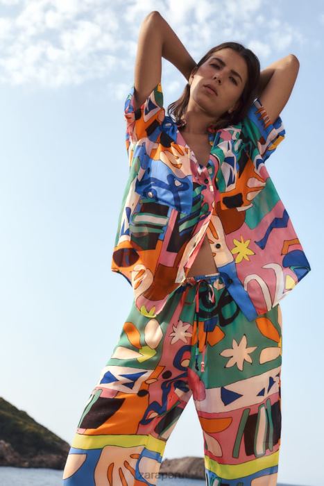 Zara mujer blusa fluida estampada BDP8J355 ropa multicolor