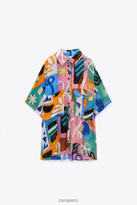 Zara mujer blusa fluida estampada BDP8J355 ropa multicolor