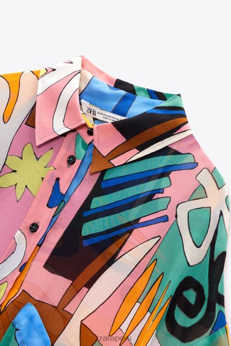 Zara mujer blusa fluida estampada BDP8J355 ropa multicolor