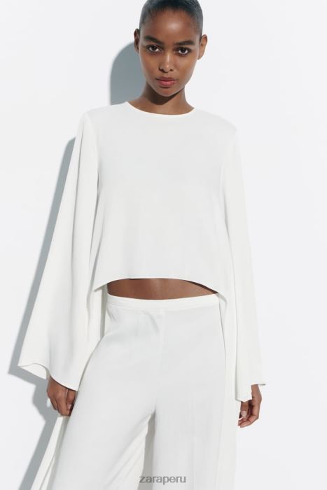 Zara mujer blusa larga asimétrica BDP8J335 ropa blanco