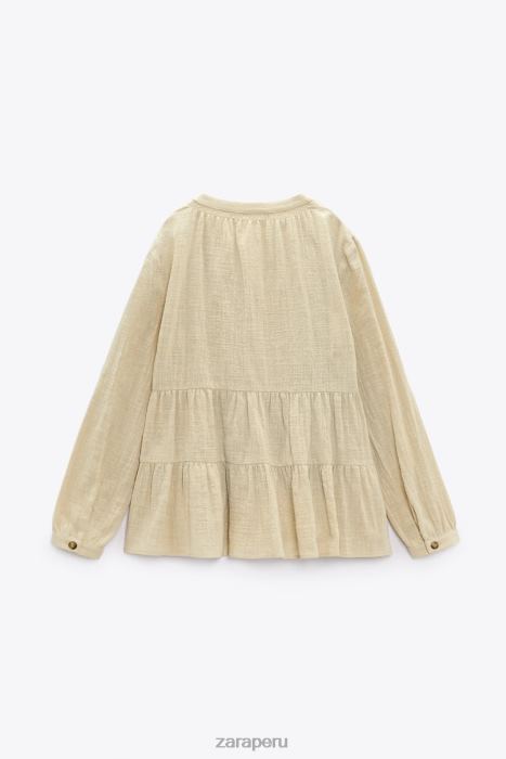 Zara mujer blusa rústica a capas BDP8J386 ropa beige