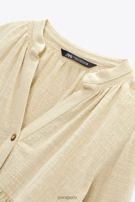 Zara mujer blusa rústica a capas BDP8J386 ropa beige