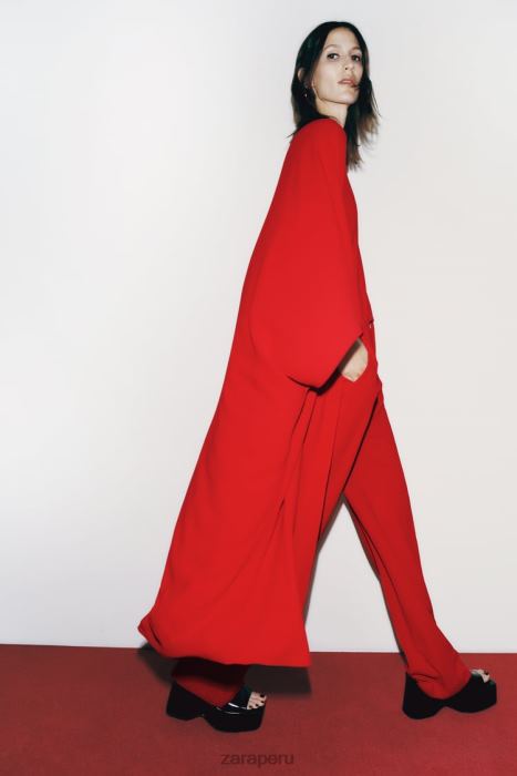 Zara mujer blusa tipo capa asimétrica BDP8J306 ropa rojo brillante