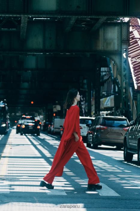 Zara mujer blusa tipo capa asimétrica BDP8J306 ropa rojo brillante