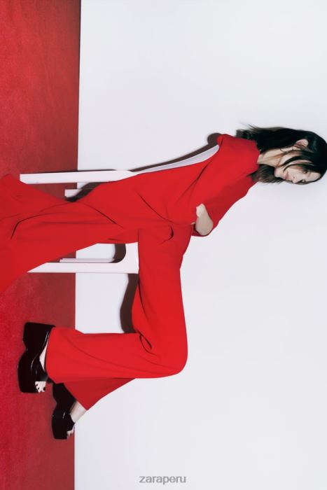 Zara mujer blusa tipo capa asimétrica BDP8J306 ropa rojo brillante