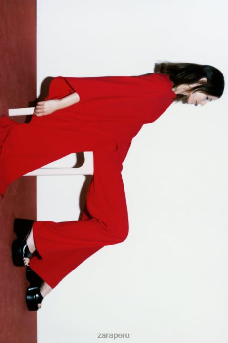 Zara mujer blusa tipo capa asimétrica BDP8J306 ropa rojo brillante