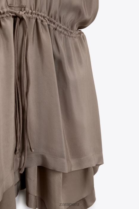 Zara mujer blusa tipo túnica asimétrica BDP8J402 ropa marrón/topo