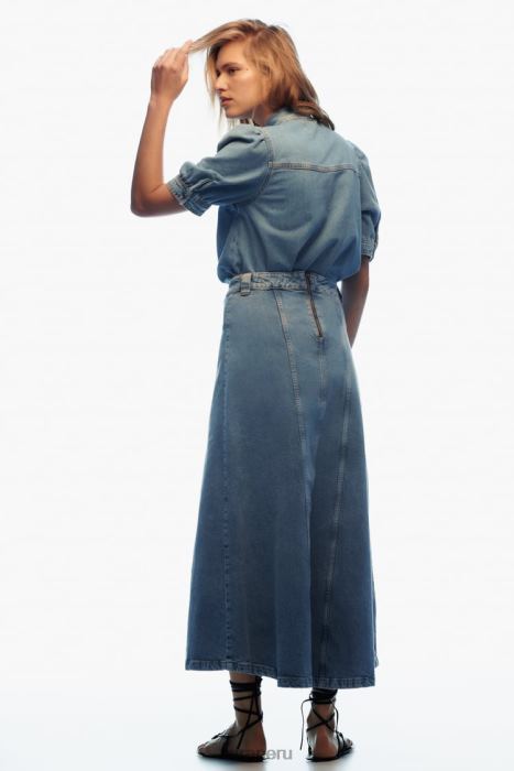 Zara mujer blusa vaquera con lazos z1975 BDP8J366 ropa azul medio