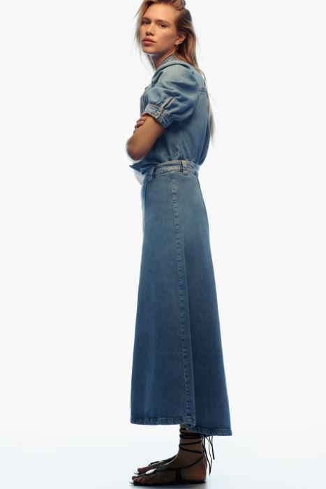 Zara mujer blusa vaquera con lazos z1975 BDP8J366 ropa azul medio