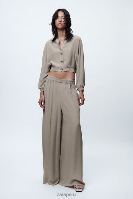 Zara mujer bomber corta y fluida BDP8J361 ropa gris perla