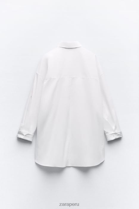 Zara mujer camisa a rayas con puños oversize BDP8J289 ropa blanco