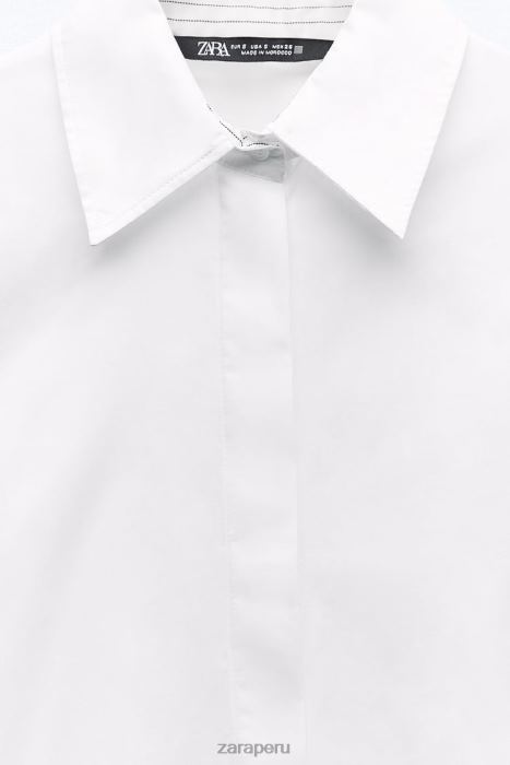Zara mujer camisa a rayas con puños oversize BDP8J289 ropa blanco