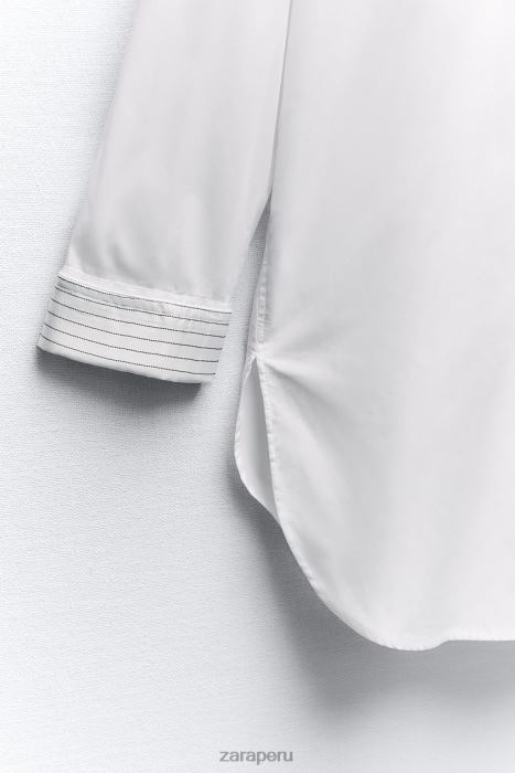 Zara mujer camisa a rayas con puños oversize BDP8J289 ropa blanco