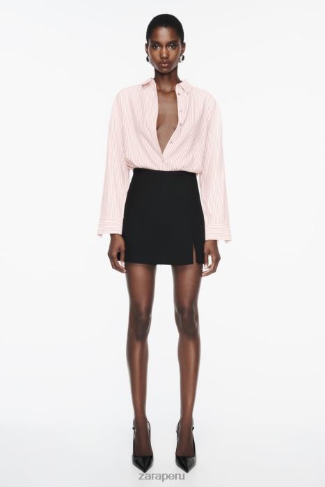 Zara mujer camisa a rayas de gran tamaño BDP8J397 ropa blanco rojo